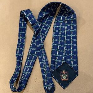 Vintage silk Paolo Gucci Navy Chain Pattern Men's Tie